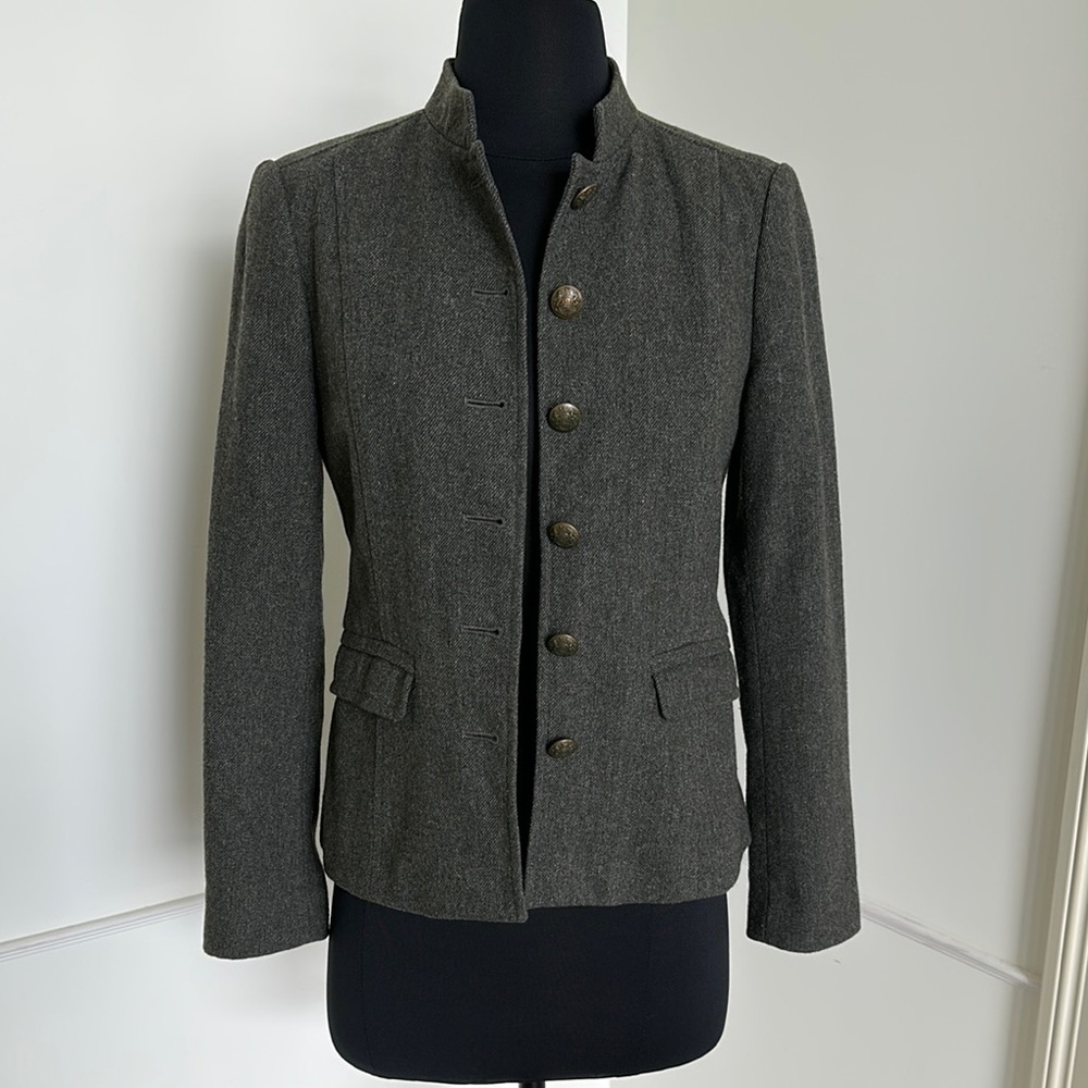 Banana Republic Military Blazer Mandarin Collar 0